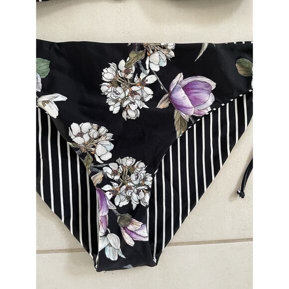 Cupshe Swim Bikini Swimwear Striped Floral Swimsuit - Picture 4 of 10